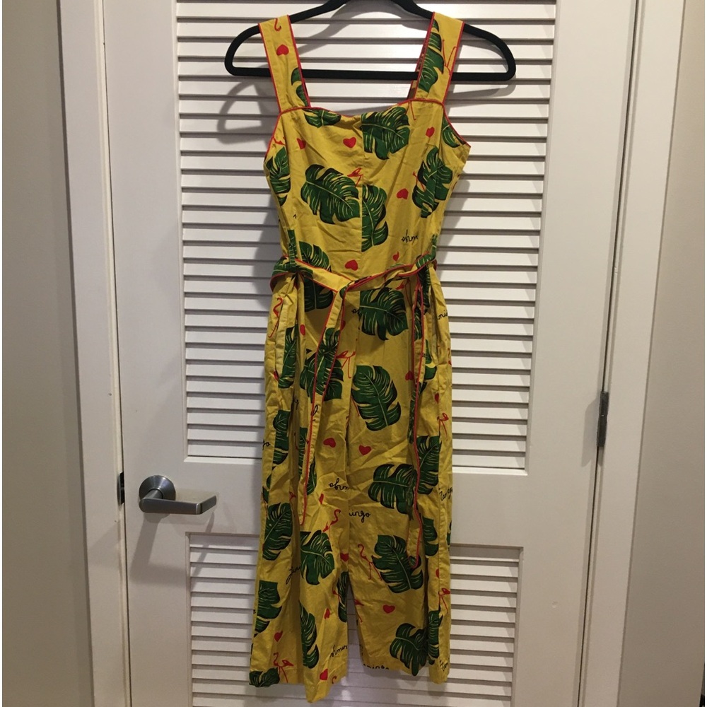 Cropped tropical jumpsuit